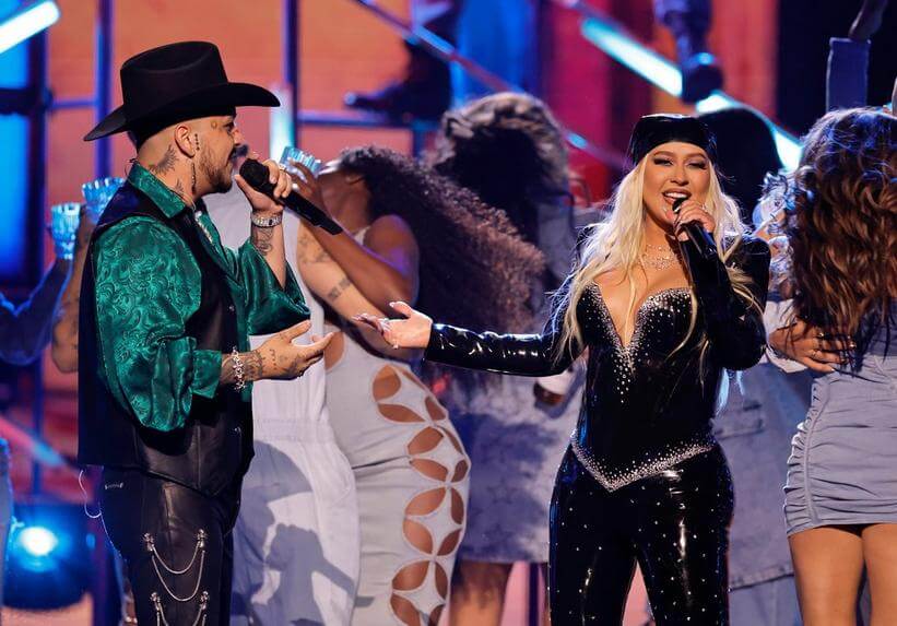 Christian Nodal and Christina Aguilera Team Up For A Powerful Performance Of 